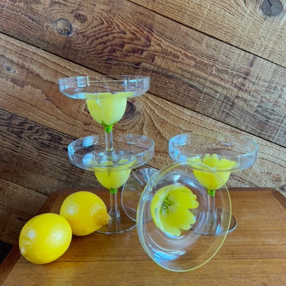 Handpainted Floral Margarita Coupe Glasses - Picture 1 of 6